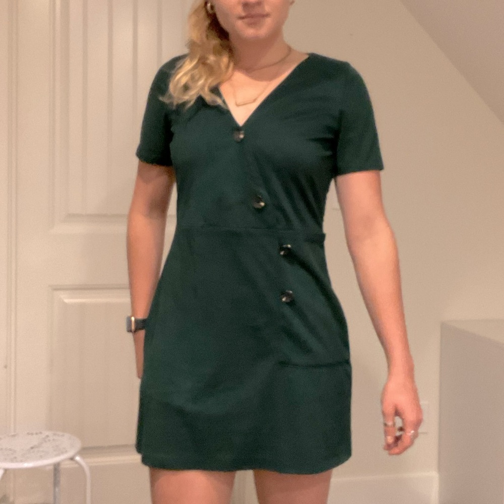 Zara Faux Suede Mini Dress, emerald green